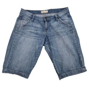Old Navy Denim Bermuda Shorts Womens 6 Blue Jean Stretch Long Inseam‎ Casual